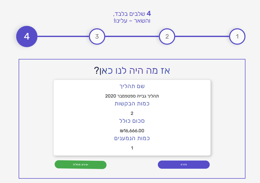 סיום תהליך גבייה